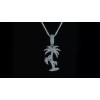 Harlembling MOISSANITE Real 925 Silver Gold Palm Tree Necklace Pendant
