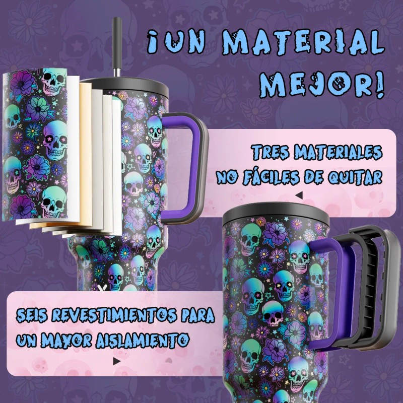 Meoky Vaso Térmicos De Con Calor/frí Inoxidable Pajilla 40oz