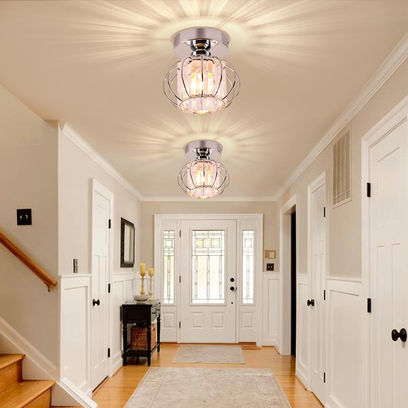 FRIXCHUR Small Ceiling Light Semi Flush Mount Ceiling Light Chrome