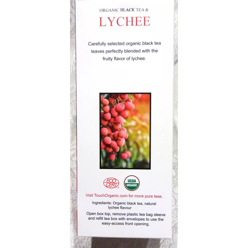 Touch Organic LYCHEE BLACK Tea Bags, 40 Bags, 2.5 oz