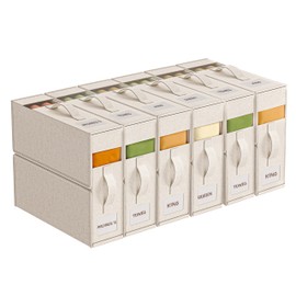 ActCosy 6Pack Sheet Organizers and Storage with Handles – Foldable Linen Closet Storage for King & Queen Sheet Sets – Clear Window & Removable Labels – Dustproof & Space-Saving Design,Off-white