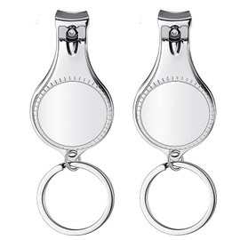 2 Pieces Nail Clippers for Men and Women,4 in 1 Stainless Steel Nail Clipper Cutter with Bottle Opener and Keychain