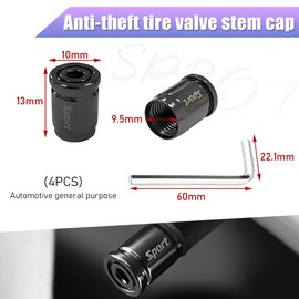Ohleats 4PCS Tire Valve Stem Caps, Anti-Theft Auto Wheel Tyre Air Caps Cover with Rubber Seal, Corrosion Resistant Leakproof Stem Covers Car Accessories for Trucks, SUVs, Bikes (Style 1, Black)