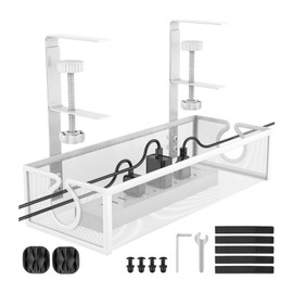 Under Desk Cable Management Tray | Multifunctional Wire Organizer,Metal Mesh Table Accessories, Reusable Cable Management for Home, Studio