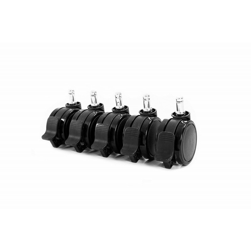 AKRacing PU (Polyurethane) Dual Wheel Casters with Stopper, Black, Set