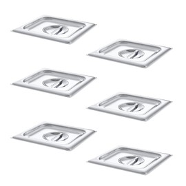 Aplancee Stainless Steel Steam Table Pan Lid - Fits 1/6 Size Steam Table Pans Dishwasher Safe for Catering, Buffets, Restaurants