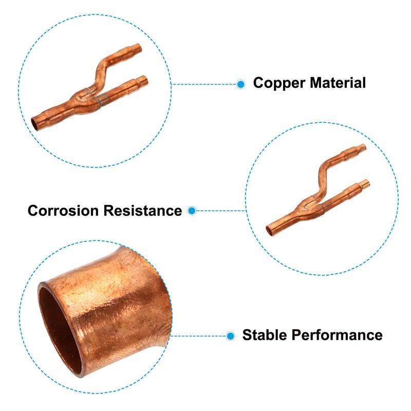 PATIKIL 22T Refrigeration Y Branch Set, Copper Y Joint Fits