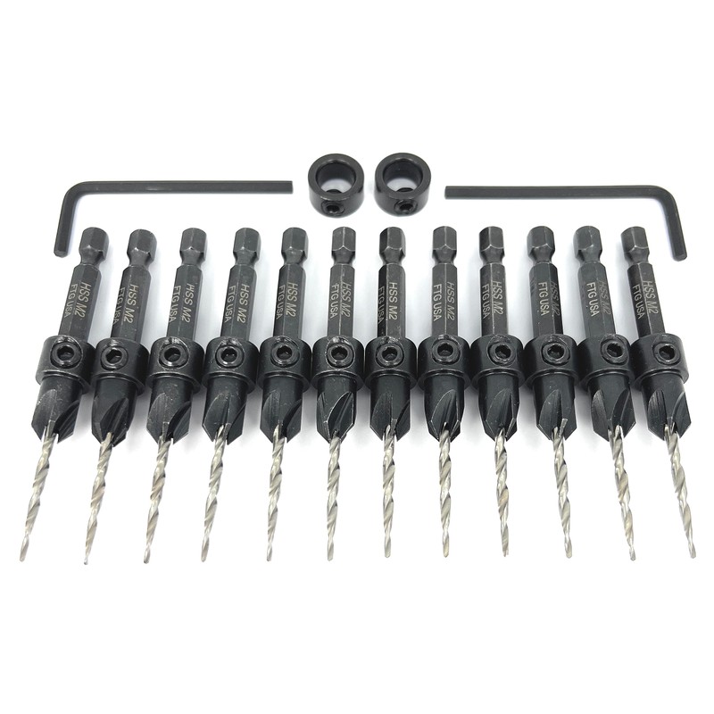 FTG USA Countersink Drill Bit Set 12 Pc #4 (7/64")