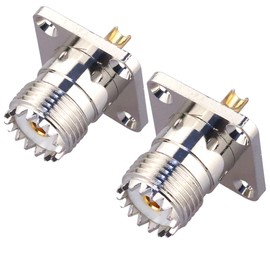 2pcs SO239 UHF Female 4 Hole Connector, PL259 Chassis Mount Connector Flange Panel UHF RF Coaxial Adapter, UHF Female Plug PL259 Solder Cup Coaxial Connector
