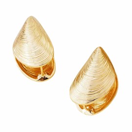 Clamshell Hoop Earrings for Women Statement Unique Seashell Earring 925 Sterling Silver Shell Stud Earrings Coastal Cowgirl Jewelry (Gold)