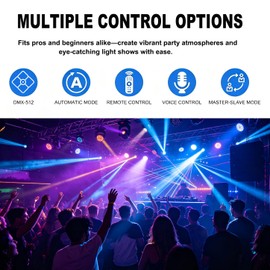 Moving Head DJ Lights for Parties, 32W LED Stage Lighting with DMX512 Control, Sound Activated, 540° Pan & 270° Tilt, Compact Beam Light for Home, Wedding,Club,Music Festival, Graduation Party(2 Pack)