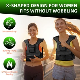 Adjustable Weighted Vest for Women, Customizable 0-10 lbs Strength Training Vest with 10 Removable Sandbag, Breathable Design, Reflective Safety Strips & Multi-Purpose Pockets for Running, Hiking, and Fitness