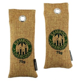 Zwei Beutel à 75 g. Aktivkohlereiniger und Luftentfeuchter aus Bambus, perfekt für Schuhe, Schränke, Autos, Waschbecken, Küchen etc. Natürliches Produkt, hilft auch Allergene zu entfernen.