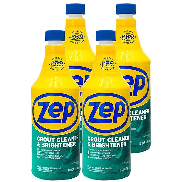 Zep Industrial Grout Cleaner and Brightener - 32 ounce (Pack of 4) ZU104632 - Deep Cleaning Pro Formula