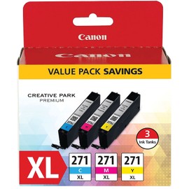 Canon Canon CLI-271XL Genuine Three Color Value Pack, Compatible with MG6820, MG6821, MG6822, MG5720, MG5721, MG5722, MG7720, TS5020, TS6020, TS8020, and TS9020 (Optional) Printers