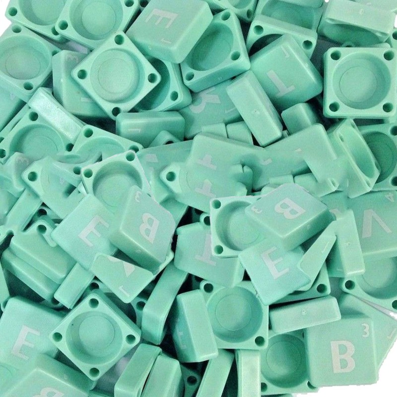 Trimming Shop Light Green Plastic Tiles with White Letters &