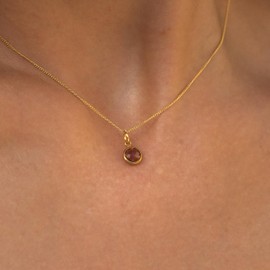 Made by Nami Minimalist necklace with gemstone pendant, filigree gold chain, 40 + 5 cm longer, Gemstone