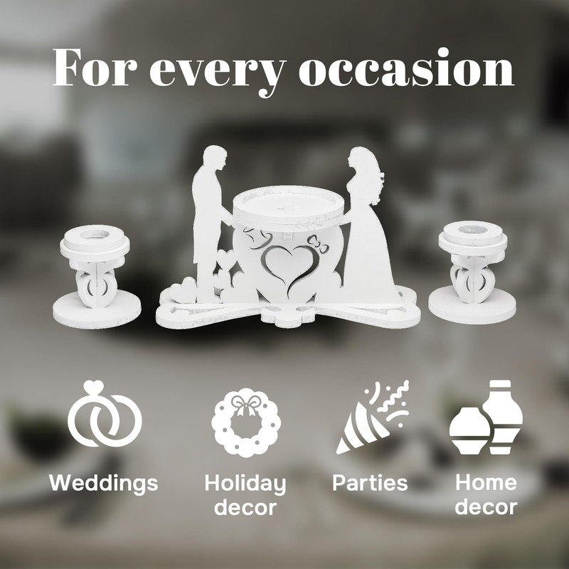 Unity Candle Table Holder for Bride and Groom - Candles