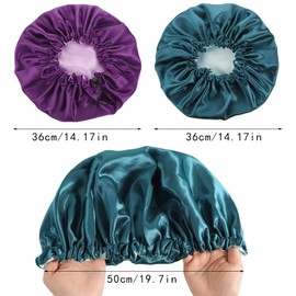 2 Pack Satin Bonnet Silk Bonnet for Sleeping, Adjustable Double Layer Satin Bonnet for Natural and Curly Hair Silk Cap Hair Bonnet for Sleeping