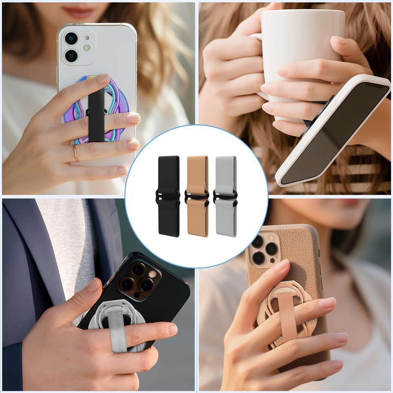 RESPECTED-BRO-3-PCS-Elastic-Strap for Magnetic Phone Grip Stand with Finger Strap, 4-in-1