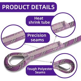 Dellna Outdoor Static Climbing Rope for Adults - High Strength Rope for Rock Climbing, Tree Climbing, Hiking, Arborist, Rescue & Camping - Purple(10m/32ft, 20m/64ft, 30m/96ft)