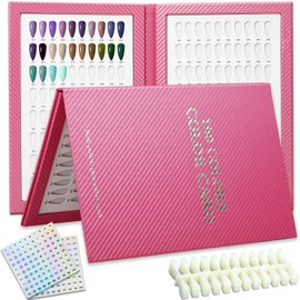 C12rtive 160 Nail Color Display Book,Leather Nail Color Book with 240Color Display Tips & 1-200Number Stickers,Professional Nail Color Chart Display Book for Nail Polish UV Gel,Nails Art Design(Red)