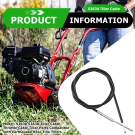 53630 Tiller Throttle Cable, Tiller Parts Compatible with Earthquake Rear Tine Tillers 5055, 5055C, 6015B, 6015V,6065VEC and More