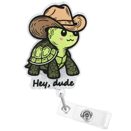 Funny Turtle Badge Reel Retractable for Nurse Nursing Student RN CNA LPN Medical Worker Teacher, Pediatric Badge Buddy, ID Name Badge Holder with Alligator Clip & 24" Durable Nylon Cord