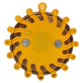 PF16LLM AMBER 9-FUNCTIONS PORTABLE 16 LED POWER FLARE POWER-MARKERS ROADSIDE EMERGENCY MAGNETIC CR123A BATTERY