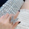 Dtup Elegante Anillo Gran Mariposa Alas Plata S925 Con Circonios