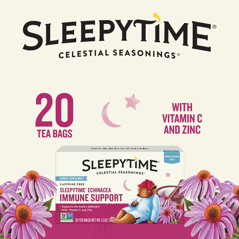 Celestial Seasonings Sleepytime Wellness Echinacea Immune Boost, Caffeine Free, 20
