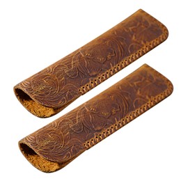Gadpiparty Retro Carved Pencil Case Handmade Leather Pen Sleeve Small Fountain Pen Holder Organizer
