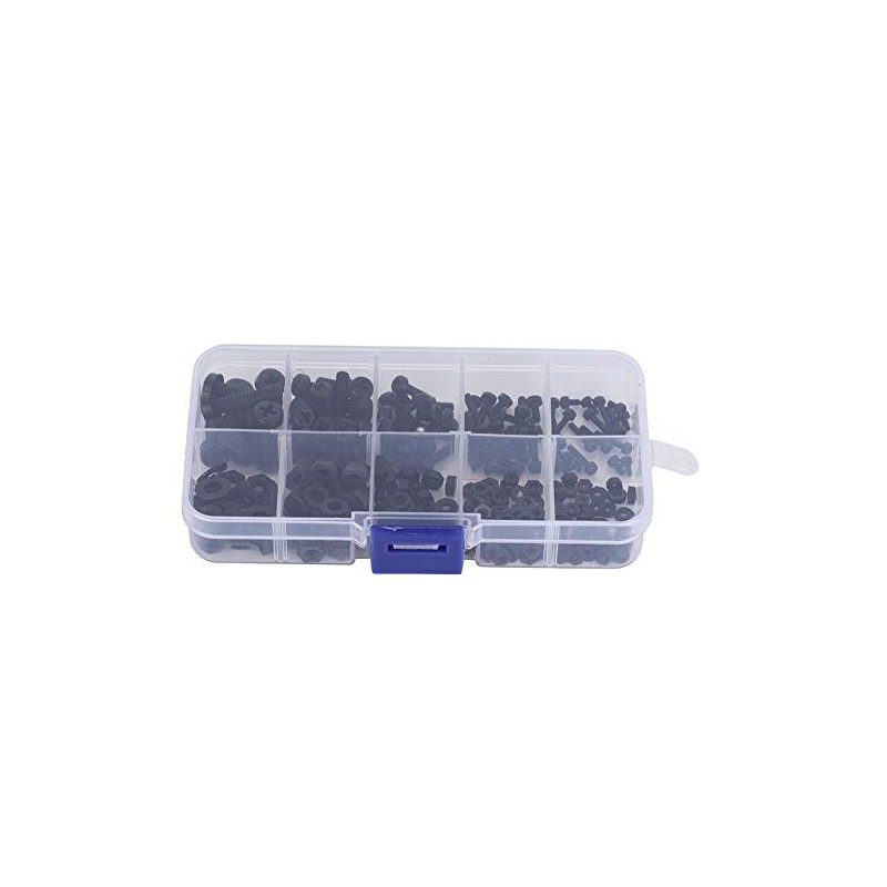 Vikye Tornillos multifunción Negro/Blanco Kit de Tornillo y Tuerca Industrial,