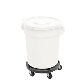 Zedfire 20 Gallon White Round Commercial Trash Can with Lid and Dolly, Ingredient Bin, Round Food Storage Container for Kitchen/Food Prep/Storing