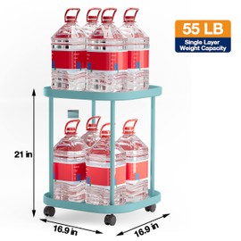 villertech Side Table with Wheels, End Table Living Room Plastic Mobile Sofa Side Table Small Night Stand Bedroom Blue