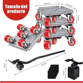Mover Muebles Pesados,Juego de 9 piezasJuego de 360°Mueve Muebles, Base con 5Ruedas Manipulación Universales, Juego Mejorado de Carro para Muebles de 