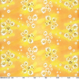 ANRO Oilcloth Tablecloth Oilcloth Tablecloth Camomile Yellow Flowers Sun Round 100 cm Washable