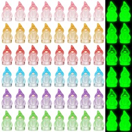 Wonderjune 60 Pcs Mini Resin Luminous Gnomes Bulk Tiny Fairy Resin Statues Glow in The Dark Small Gnomes Miniature Figurines for Landscape Outdoor Patio Yard Lawn Plant Pots Fairy Decor(Classic)