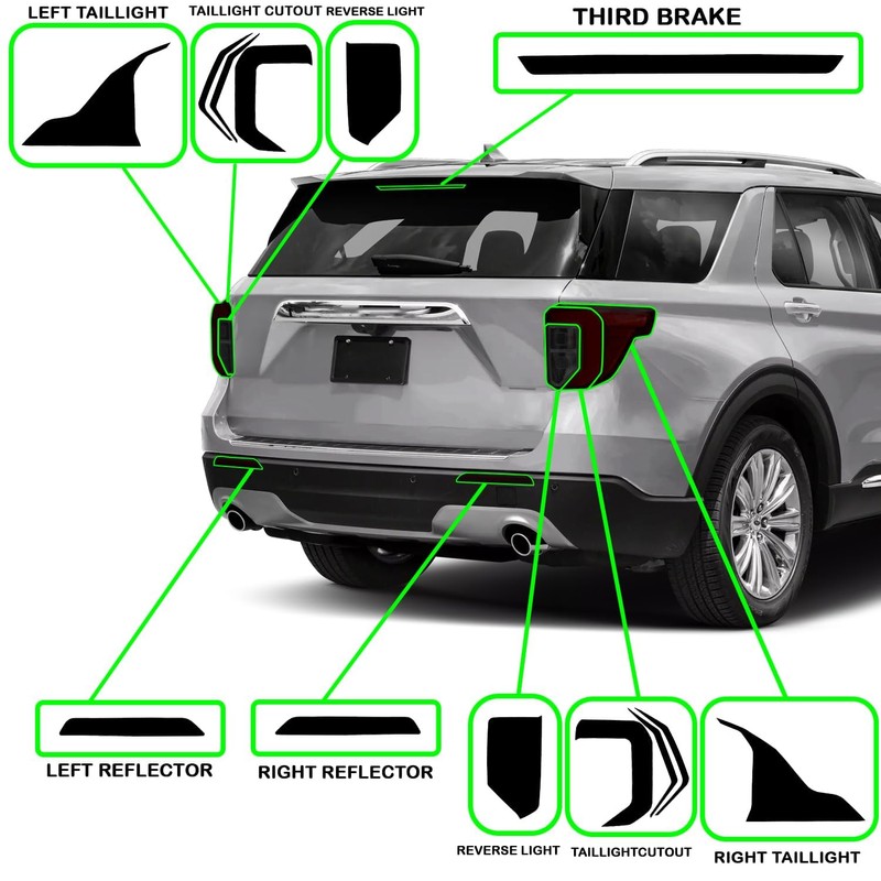 KUVR Pre-Cut Tailight Combo Reflector & Third Break Tint Kit