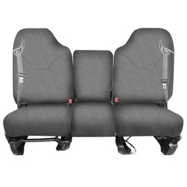 runfider Front Truck Seat Cover for Dodge Ram Quad Cab 1500 2500 3500 1998-2002, 40/20/40 Split Bench Seat Protector with Integrated Seatbelt Cutouts, 600D Oxford Fabric-Gray