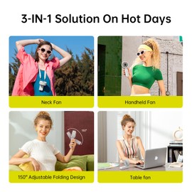 JISULIFE Handheld Fan Life7 – Ultimate Flexibility: High-Power Motor, LED Display, 13 Hrs Cooling, 3600mAh Rechargeable, 5-Speed, Foldable Design, 3-IN-1 Portable Fan for Travel Cruise Beach(Grey)