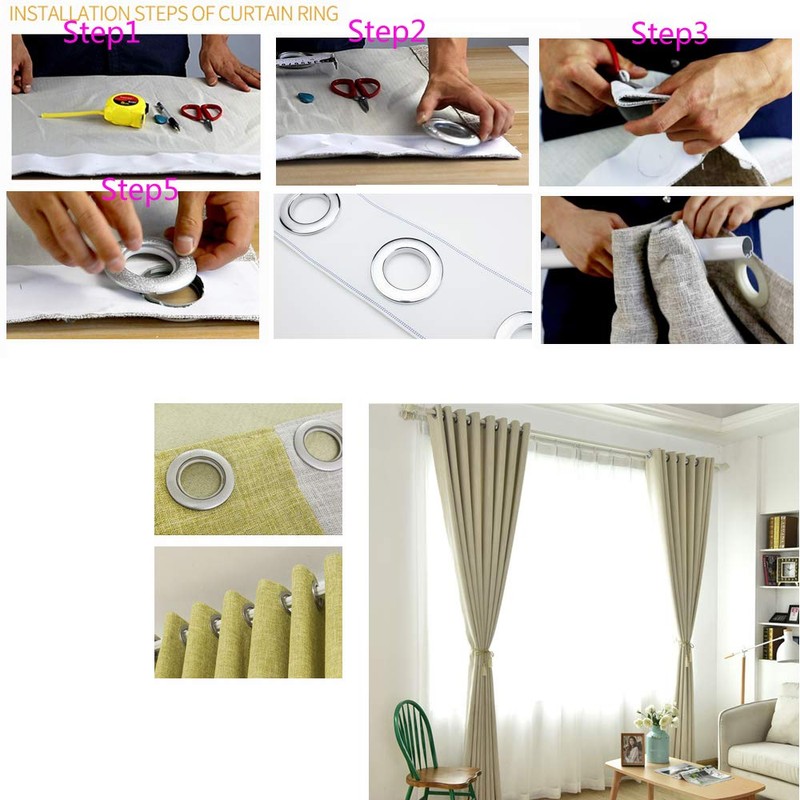 32 Pack Curtain Grommet, Inner Diameter 1-9/16"(40mm) Curtain Eyelet Rings