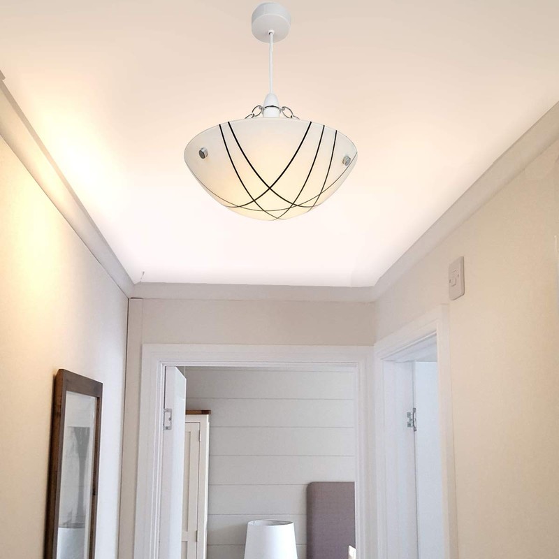 Crosbie Glass Ceiling Uplighter Pendant Shade - White/Black/Chrome - Easy