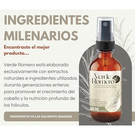 Verde Romero 60ml - Tratamiento de Romero para Crecimiento de Cabello y Reparación de Pelo Dañado - Con Aminobiotina, Extracto de Chile, Aceite de Cas