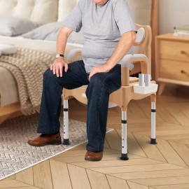 Heavy Duty Height Adjustable Commode Toilet Chair for Adults & Seniors