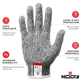 NoCry Premium Cut Resistant Gloves - 100% Food Grade, Ambidextrous Cut Proof Gloves - Strong Grip and Snug Fit - Lightweight Design for Superior Comfort and Dexterity - EN388 Certified Anti Cut Gloves