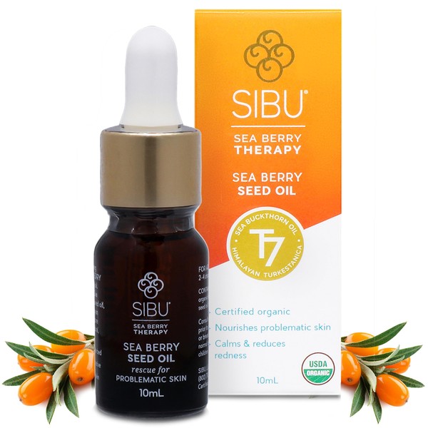 Sibu Premium Himalayan Sea Buckthorn Seed Oil, USDA Organic (10ml) – Amazing for Sensitive Skin, Breakouts, & Irritation