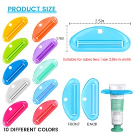 LOVEINUSA Toothpaste Tube Squeezer Dispenser, 10PCS Toothpaste Roller Squeezer Tool Tooth Paste Cap Holder for Bathroom, Assorted Colors