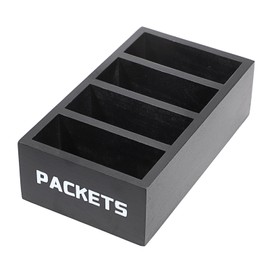 BSTKEY Black Wood Vintage Seasoning Packet Organizer, Divided Food Packet Storage Organizer Kitchen Spice Packet Holder Seasoning Packet Coffee Pod Storage