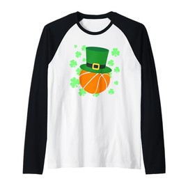 Basketball Ball - Leprechaun Hat St Patrick’s Day Raglan Baseball Tee